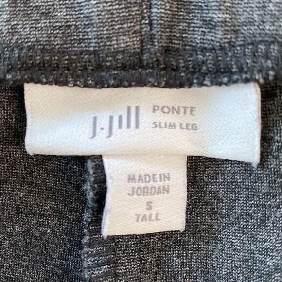 J Jill Ponte Slim Leg Gray Pant Knit Pullon Charcoal Gray Side Slit Size S Tall - Picture 10 of 16